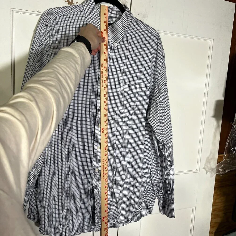 Brooks Brothers Blue and White Check Dress Shirt Egyptian Cotton Size XL/L